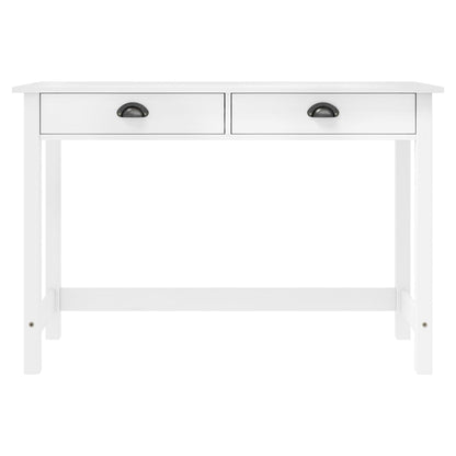 Avlastningsbord konsollbord Hvit Hill med 2 skuffer 110x45x74 cm heltre furu