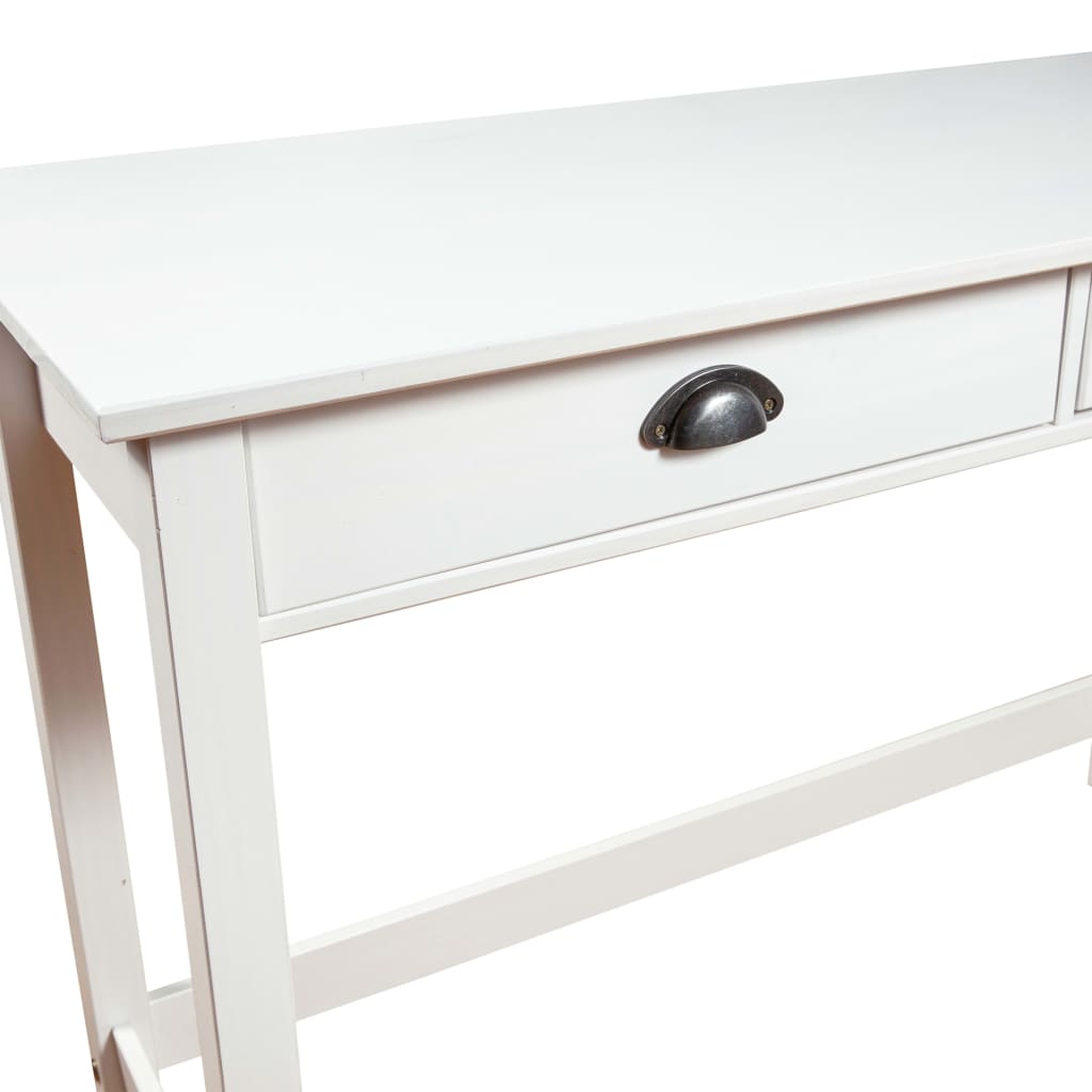 Avlastningsbord konsollbord Hvit Hill med 2 skuffer 110x45x74 cm heltre furu
