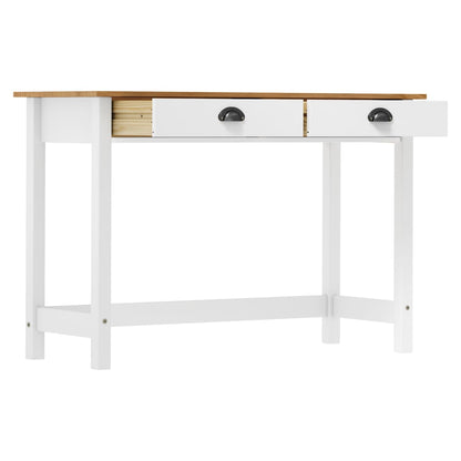 Avlastningsbord Konsollbord Vit Tre Hill med 2 skuffer 110x45x74 cm heltre furu