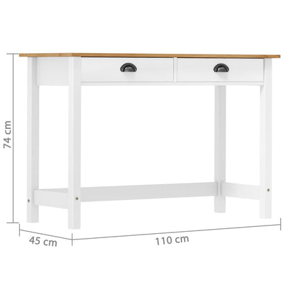 Avlastningsbord Konsollbord Vit Tre Hill med 2 skuffer 110x45x74 cm heltre furu