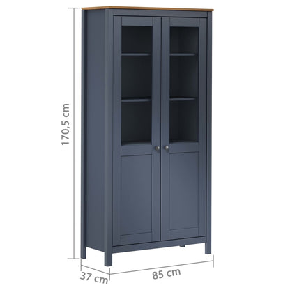 Vitrineskap Hvit Hill 85x37x170,5 cm heltre furu
