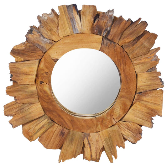 Veggspeil teak 40 cm rund