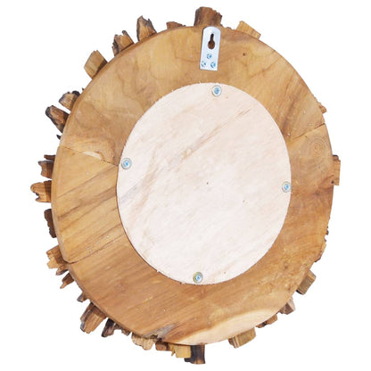 Veggspeil teak 40 cm rund