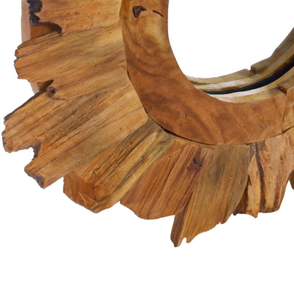 Veggspeil teak 40 cm rund