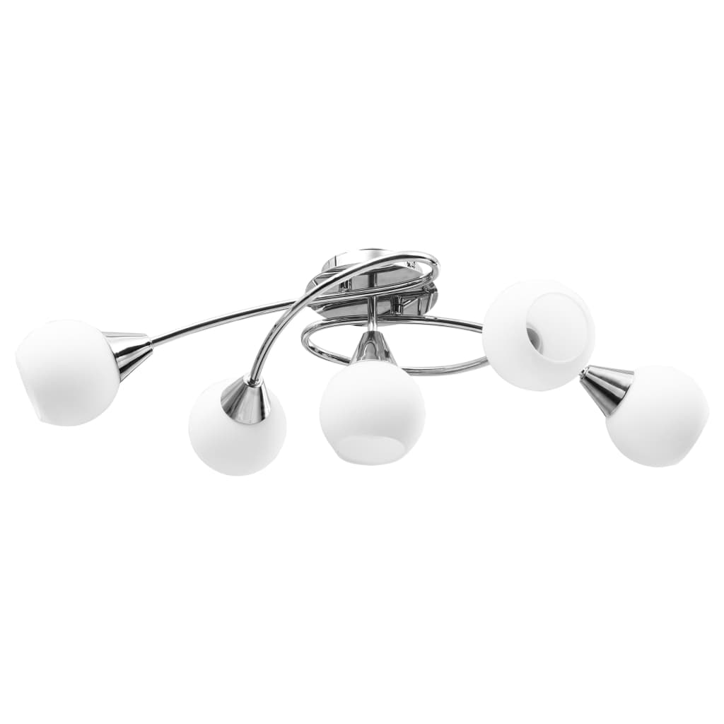 Taklampe keramikkskjermer for 5 E14 lyspærer Hvit kule