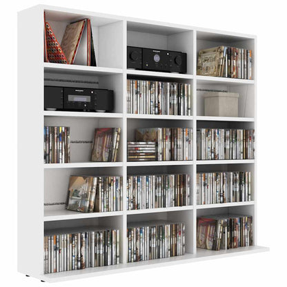 CD-hylle hvit 100x23x89,5 cm konstruert tre