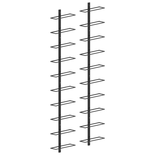Vinstativ Veggmonterte for 20 flasker 2 stk Svart metall