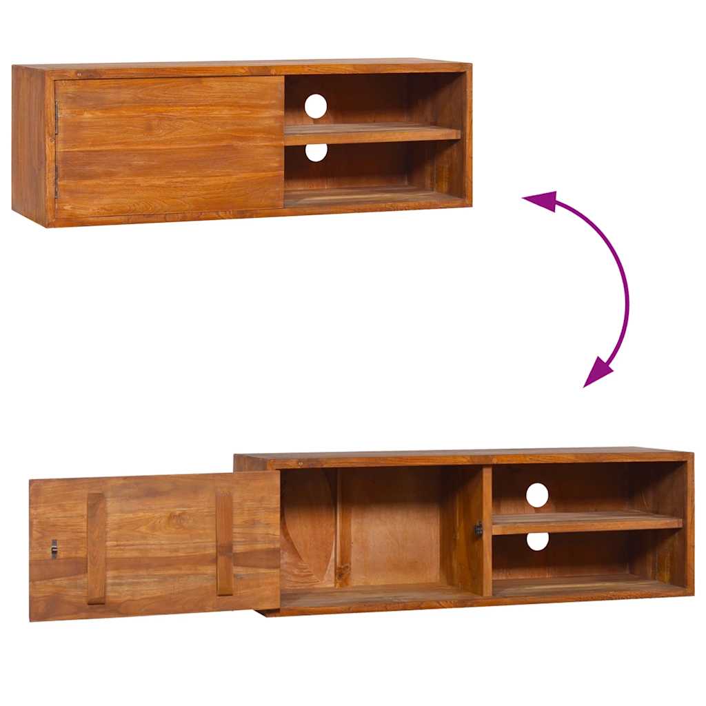 TV-Møbel Tre TV-benk heltre teak Veggmontert 90x30x30 cm