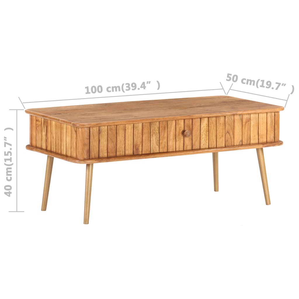 Salongbord Sofabord Tre heltre akasie 100x50x40 cm