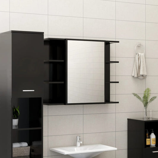 Baderomsspeil Speilskap til baderom Svart 80x20,5x64 cm