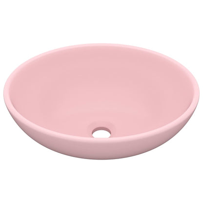 Baderomservant Luksuriøs ovalformet matt rosa 40x33 cm keramisk