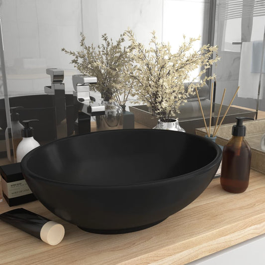 Baderomservant Luksuriøs ovalformet matt Svart 40x33 cm keramisk