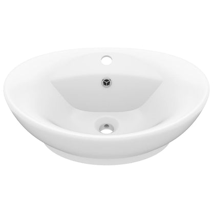 Baderomsvask Luksuriøs med overløp oval matt Hvit 58,5x39cm keramisk