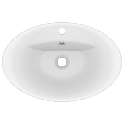 Baderomsvask Luksuriøs med overløp oval matt Hvit 58,5x39cm keramisk