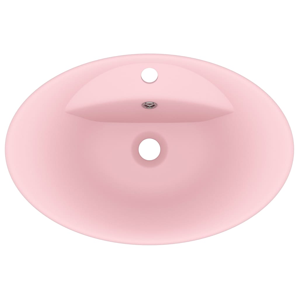 Baderomsvask Luksuriøs med overløp oval matt rosa 58,5x39cm keramisk