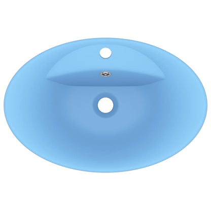 Baderomsvask Luksuriøs overløp oval matt lyseblå 58,5x39 cm keramisk