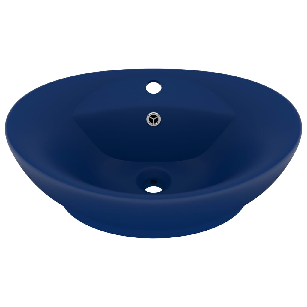 Baderomsvask Luksuriøs overløp oval matt mørkeblå 58,5x39cm keramisk