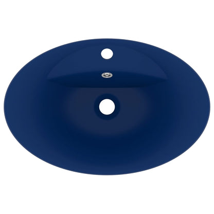 Baderomsvask Luksuriøs overløp oval matt mørkeblå 58,5x39cm keramisk