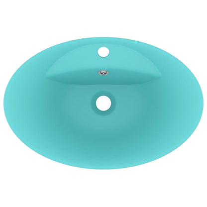 Baderomsvask Luksuriøs med overløp oval lysegrønn 58,5x39cm keramisk