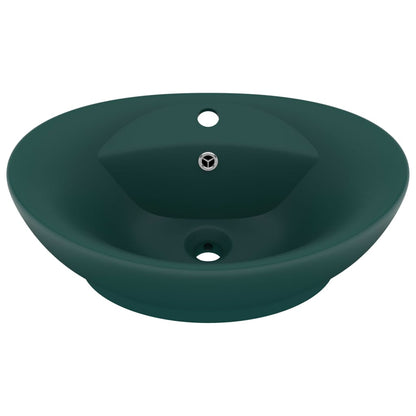 Baderomsvask Luksuriøs overløp oval mørkegrønn 58,5x39 cm keramisk