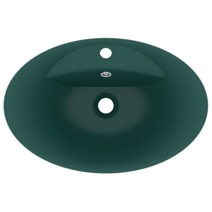 Baderomsvask Luksuriøs overløp oval mørkegrønn 58,5x39 cm keramisk