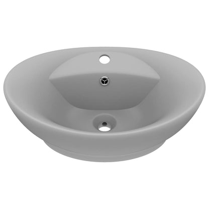 Baderomsvask Luksuriøs med overløp oval lysegrå 58,5x39 cm keramisk