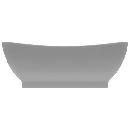 Baderomsvask Luksuriøs med overløp oval lysegrå 58,5x39 cm keramisk