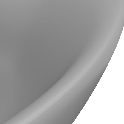 Baderomsvask Luksuriøs med overløp oval lysegrå 58,5x39 cm keramisk