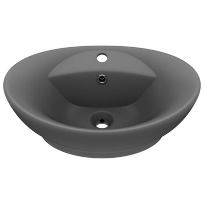 Baderomsvask Luksuriøs overløp oval matt mørkegrå 58,5x39cm keramisk