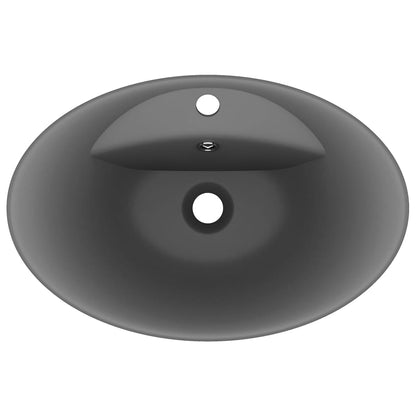 Baderomsvask Luksuriøs overløp oval matt mørkegrå 58,5x39cm keramisk