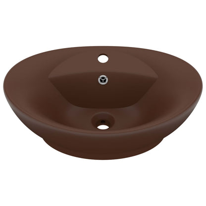 Baderomsvask Luksuriøs overløp oval mørkebrun 58,5x39 cm keramisk