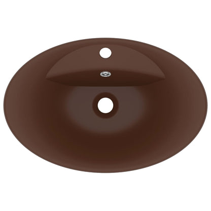Baderomsvask Luksuriøs overløp oval mørkebrun 58,5x39 cm keramisk