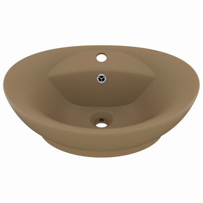 Baderomsvask Luksuriøs med overløp oval matt krem 58,5x39cm keramisk