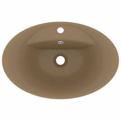 Baderomsvask Luksuriøs med overløp oval matt krem 58,5x39cm keramisk