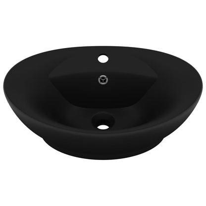 Baderomsvask Luksuriøs overløp oval matt Svart 58,5x39 cm keramisk