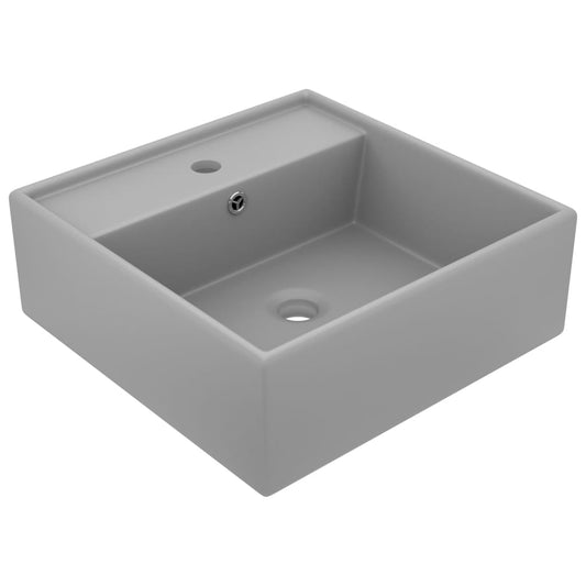 Baderomsvask Luksuriøs overløp firkantet lysegrå 41x41 cm keramisk