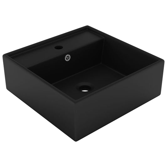 Baderomsvask Luksuriøs overløp firkantet matt Svart 41x41cm keramisk