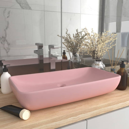 Baderomservant Luksuriøs rektangulær matt rosa 71x38 cm keramikk
