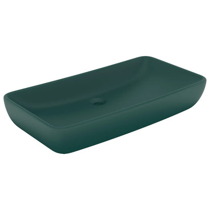 Baderomsvask Luksuriøs rektangulær matt mørkegrønn 71x38 cm keramikk