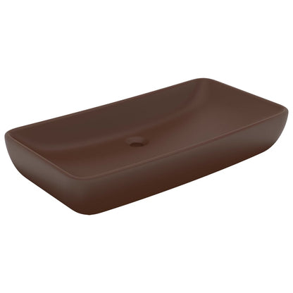 Baderomsvask Luksuriøs rektangulær matt mørkebrun 71x38 cm keramikk