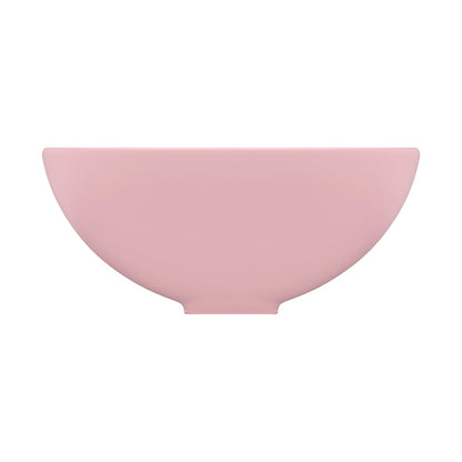 Baderomsvask Luksuriøs rund matt rosa 32,5x14 cm keramisk
