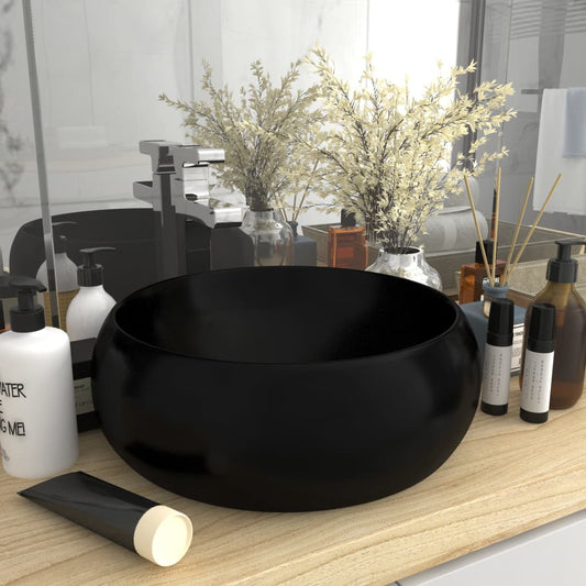 Baderomservant Luksuriøs rund matt Svart 40x15 cm keramisk