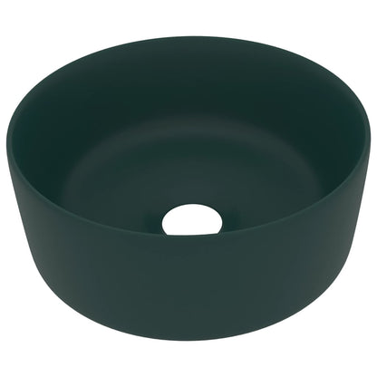 Baderomsvask Luksuriøs rund matt mørkegrønn 40x15 cm keramisk