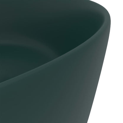 Baderomsvask Luksuriøs rund matt mørkegrønn 40x15 cm keramisk