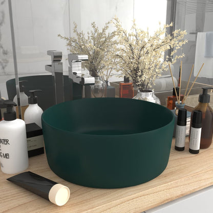 Baderomsvask Luksuriøs rund matt mørkegrønn 40x15 cm keramisk