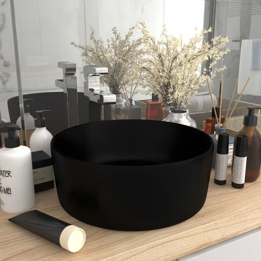 Baderomservant Luksuriøs rund matt Svart 40x15 cm keramisk