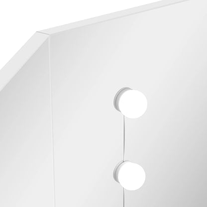 Sminkebord Hvit Hjørnemontert LED