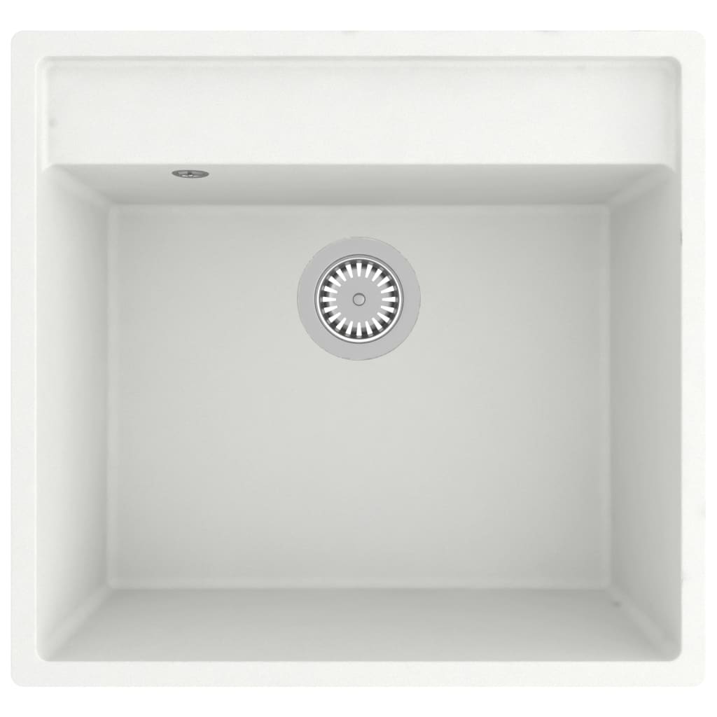 Køkkenvask med overløpshull Hvit granitt