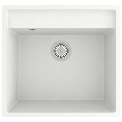 Køkkenvask med overløpshull Hvit granitt