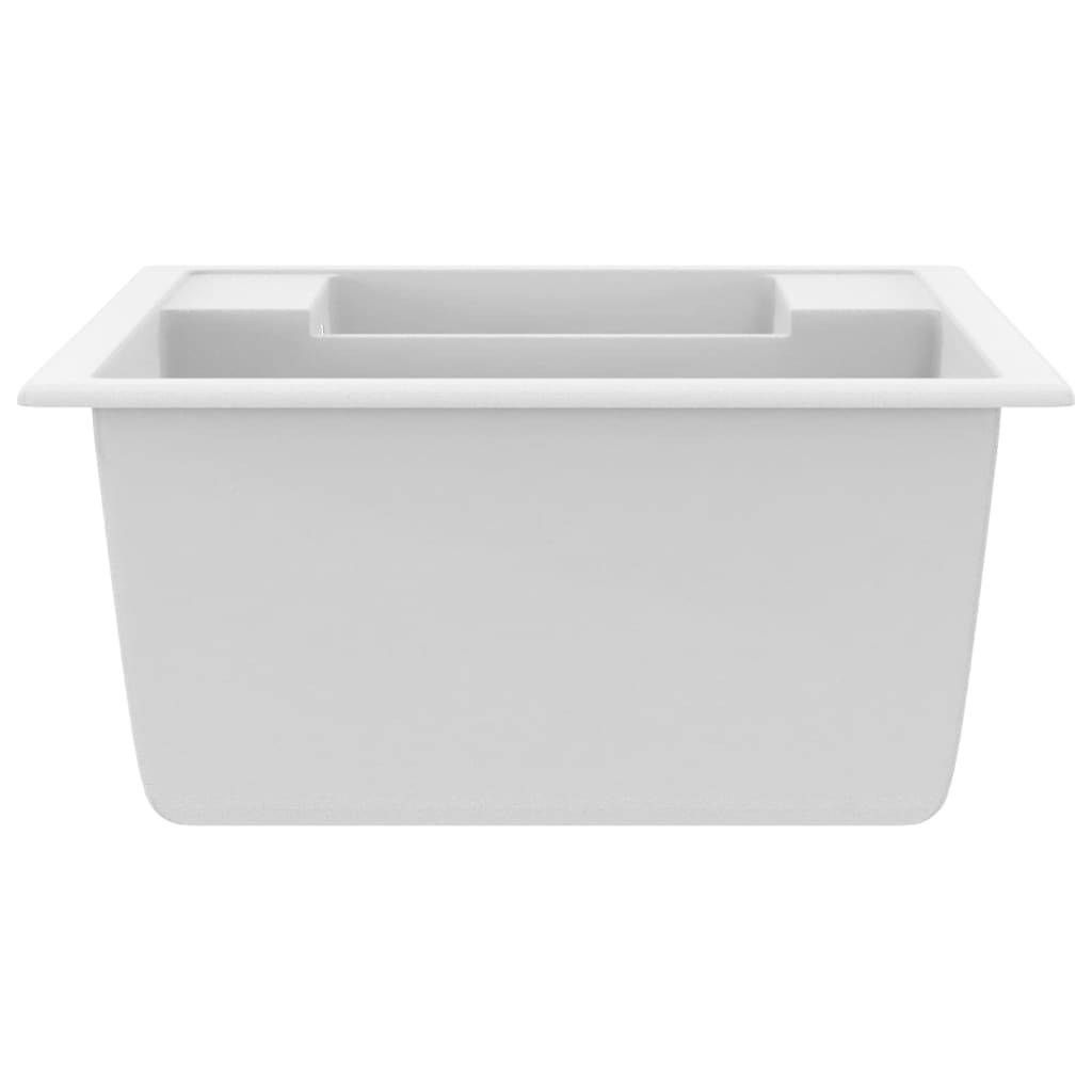 Kjøkkenvask med overløpshull dobbel kum Hvit granitt